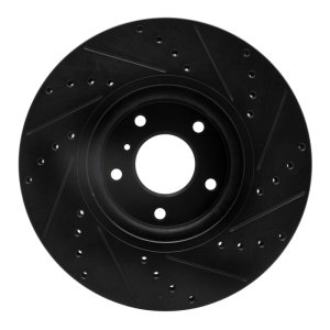 Infiniti EX35 Brake Rotor (1) - Front Left - R1 Concepts - Drilled & Slotted - Black - `03-`23